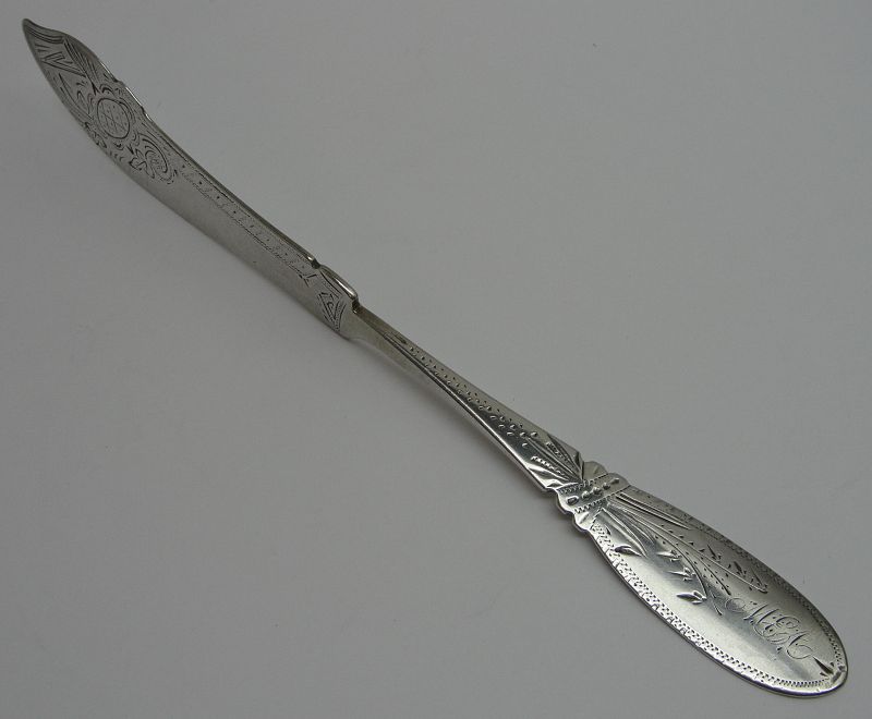 Decorated Coin Silver Turned Handle Spreader by James Watts