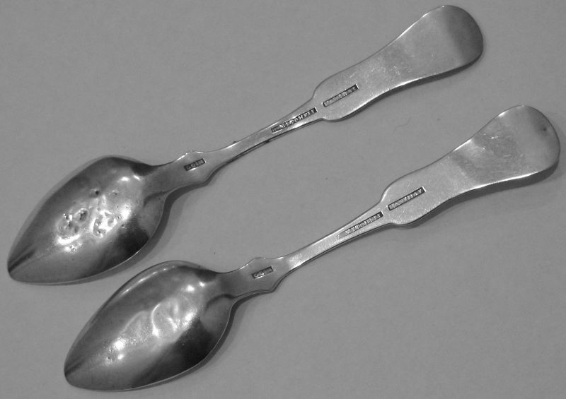 Rare Pair of Hannibal, Missouri Coin Silver Spoons by George Mitchell