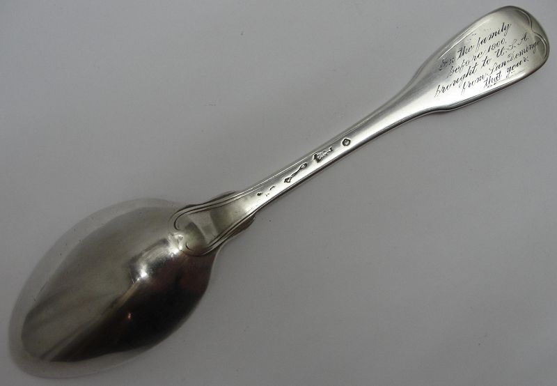 18th Century French Silver Tablespoon with Caribbean Inscription