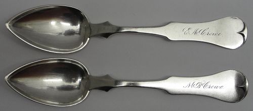 Rare Pair of Illinois or Missouri Tablespoons by Joseph W. Cary & Co.