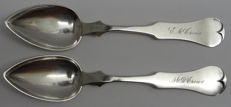 Rare Pair of Illinois or Missouri Tablespoons by Joseph W. Cary &amp; Co.