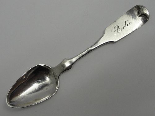 Nice Coin Silver Toy Spoon or Baby Spoon Ca.1825-50, Engraved "Bertie"