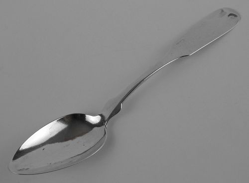 Coin Silver Teaspoon by Benjamin Pitman of New Bedford, MA, c.1830-45