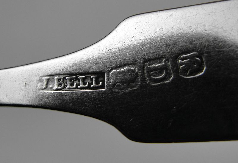 Coin Silver Teaspoon Marked J.BELL and with Pseudo-Hallmarks
