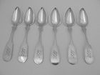 Set of Six Trenton, NJ Coin Silver Spoons by Samuel Roberts, c1832-44