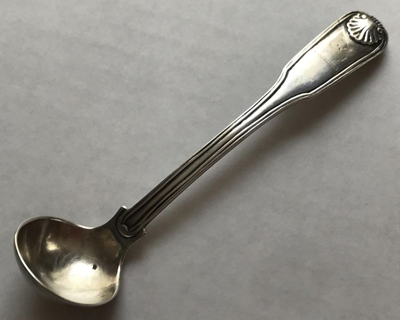 Crested Chinese Export Silver Master Salt Spoon by Linchong/Lynchong