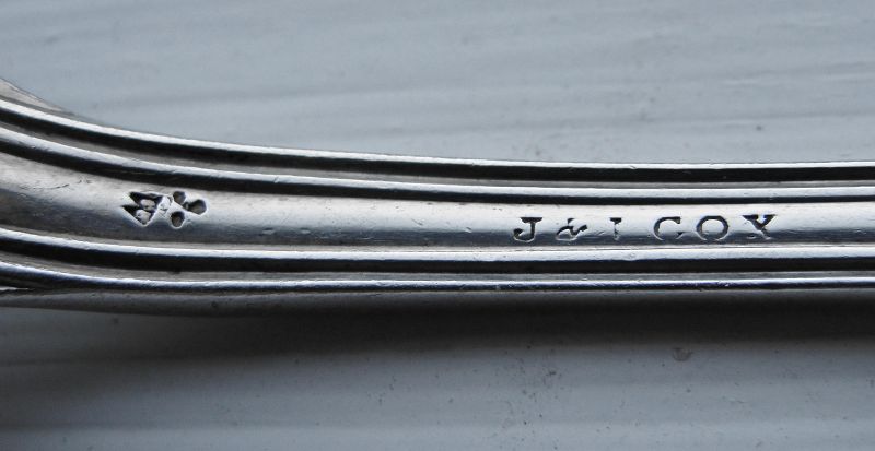 Rare Pattern Coin Silver Teaspoon - Patent 1848 - J&amp;I Cox,  &quot;W&quot; Maker