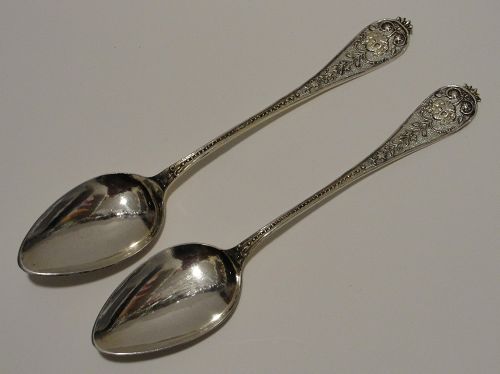 Pair of 19th Century Italian Neo-Classical Medallion Silver Spoons