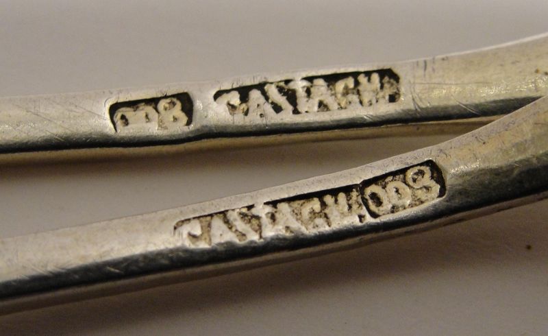 Pair of 19th Century Italian Neo-Classical Medallion Silver Spoons