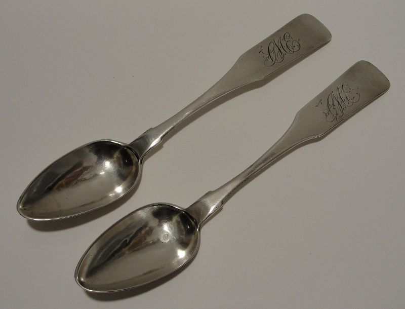 Rare Pair of Philadelphia Teaspoons by John D. Germon, Ca. 1810-25