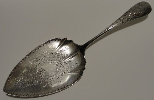 A Nicely Engraved Coin Silver Pie Server from Maine by E. T. Adell