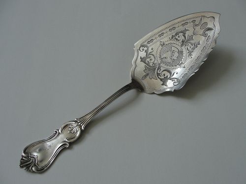 Prince Albert Pattern Coin Silver Pie Server with Medallion Decoration