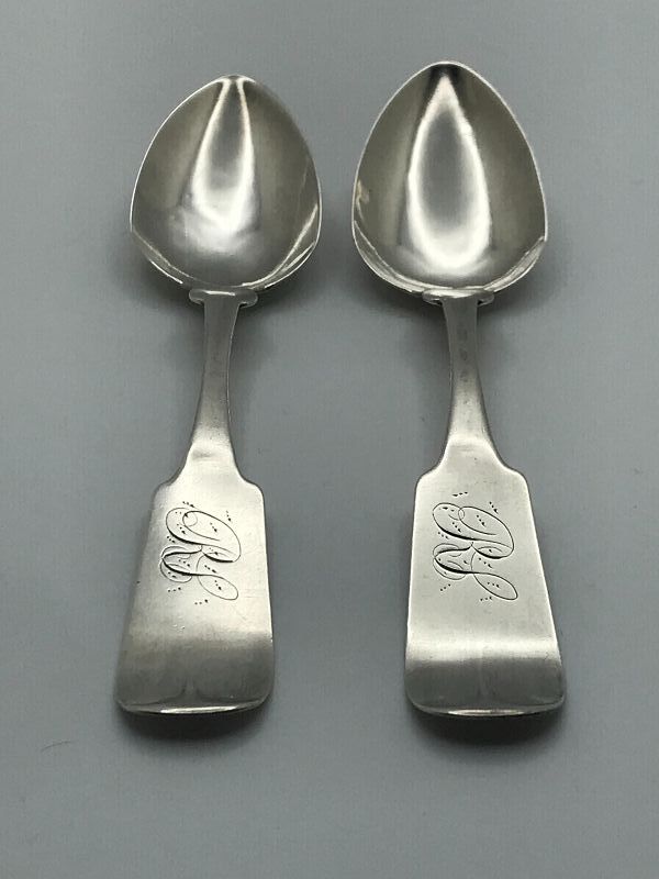 Scarce Pair of Pittsburgh, PA Coin Silver Teaspoons, Henry Richardson