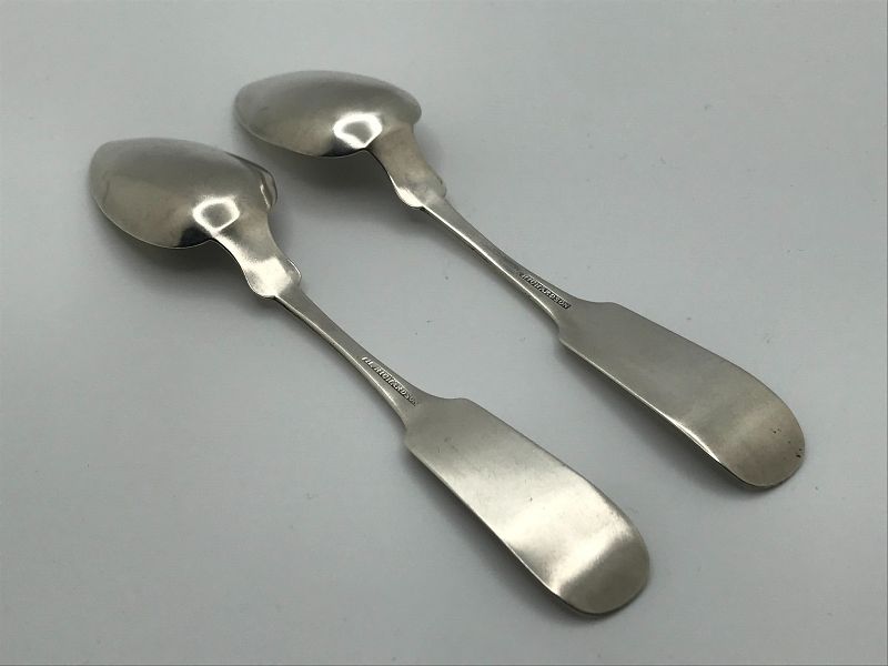 Scarce Pair of Pittsburgh, PA Coin Silver Teaspoons, Henry Richardson
