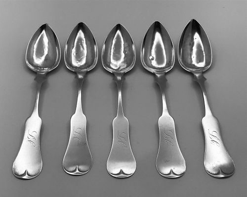 Rare Set of Five Springfield, IL Teaspoons by General Isaac B. Curran