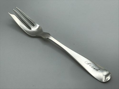Fine Baltimore Coin Silver Pie Fork Engraved "Irish" by Larmour & Co.