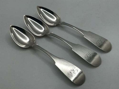 Three Excellent Delaware Coin Silver Spoons by John Foulk Robinson