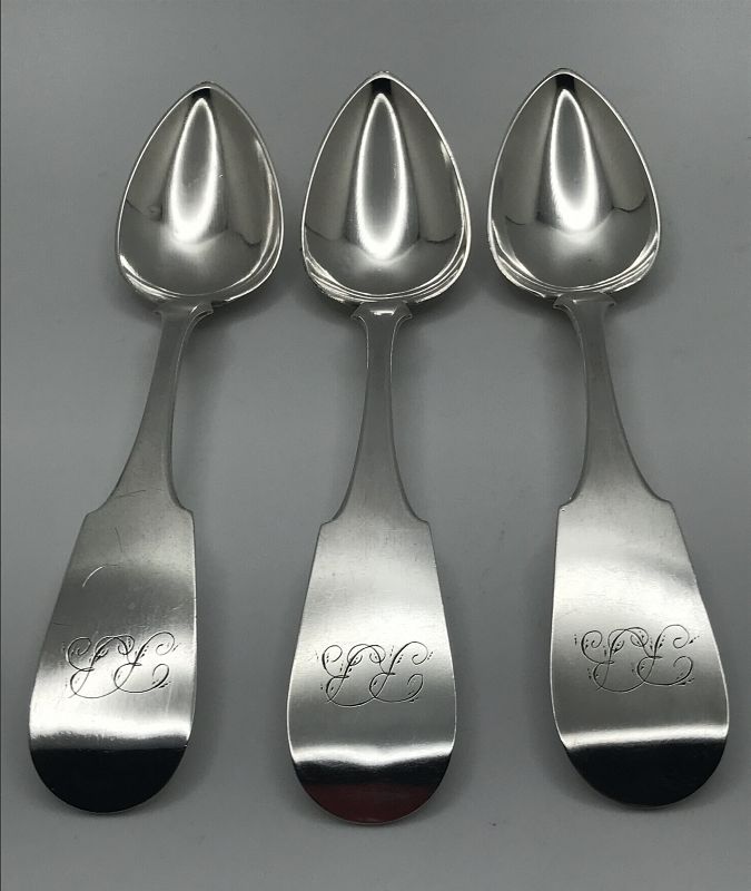 Three Excellent Delaware Coin Silver Spoons by John Foulk Robinson