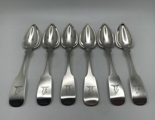 Superb Set of Six Crested Dessert Spoons by Daniel F. Roberts, Philad.