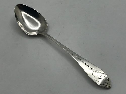 Decorated 1790s Philadelphia Coin Silver Spoon by William Ball