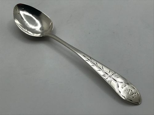 Decorated Late 18th Century Coin Silver Spoon by Bernard E. Wenman