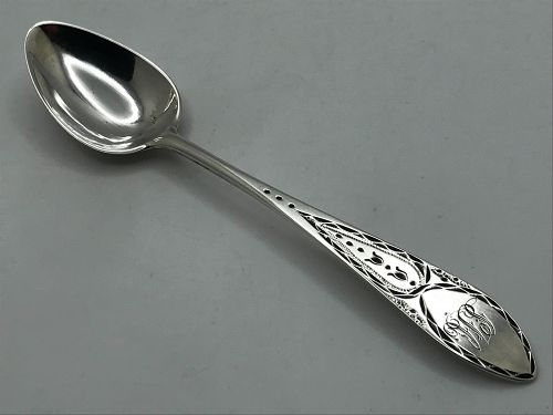 Gorgeous Decorated 18th Century Teaspoon by Ebenezer Moulton of Boston