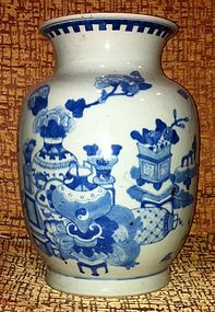 Qing Blue & White Bogu Vase