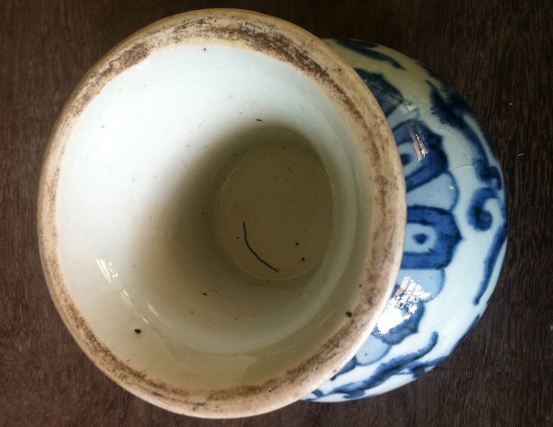Ming Style blue and white stem cup and cover