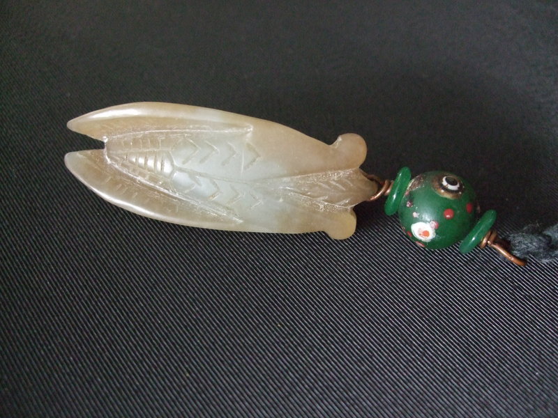 Jade cicadas with beads &amp; jade
