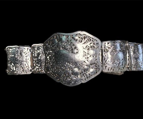 Peranakan Nyonya Baba silver belt and buckle