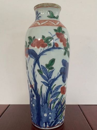 Qing Wucai sleeve vase