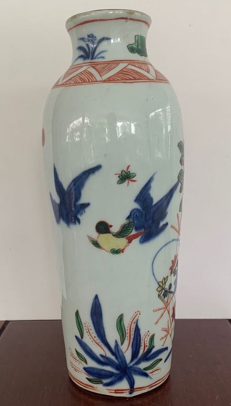 Qing Wucai sleeve vase