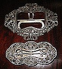 Indonesian Silver Belt Buckle with Stone