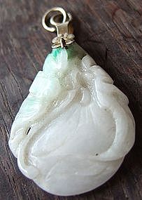 Chinese Jade Pendant with Prunus and Bat