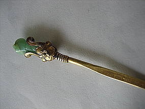 Chinese Gilt Hairpin with Jade