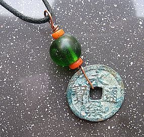 Chinese Antique Beads and Coin Pendant