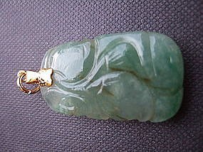 Jade Stone Carving Of Prunus Pendant