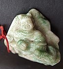 Jade Carving of A Boy with Lotus Leave