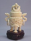 CHINESE IVORY CARVING OF AN INCENSE BURNER