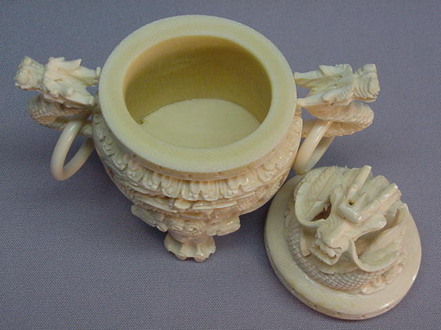 CHINESE IVORY CARVING OF AN INCENSE BURNER