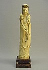 LATE 19TH CENTURY IVORY CARVING OF GUAN-YIN