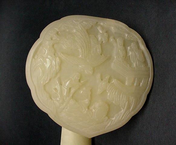 LATE 19TH C. CHINESE JADE CARVED RU-YI SCEPTER
