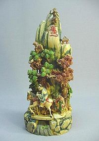 CHINESE EARLY 20TH C. MULTI-COLORED IVORY LANDSCAPE