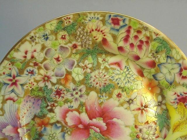 CHINESE 19TH C. FAMILLE ROSE MILLE FLEURS DISHES