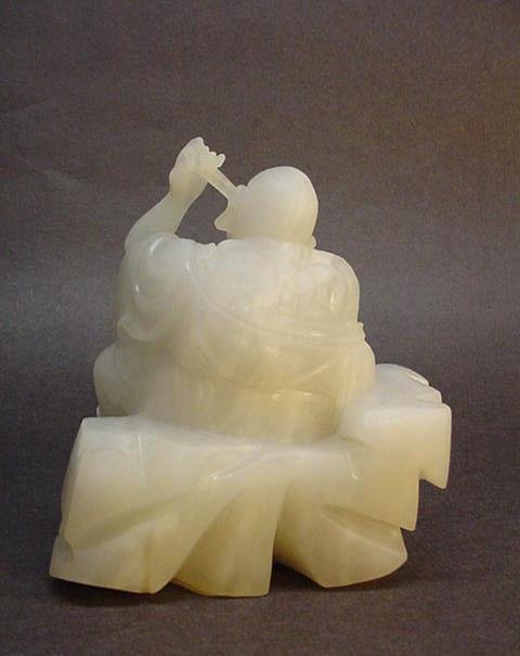 EARLY 20TH C. CHINESE JADE CARVING OF A LOHAN