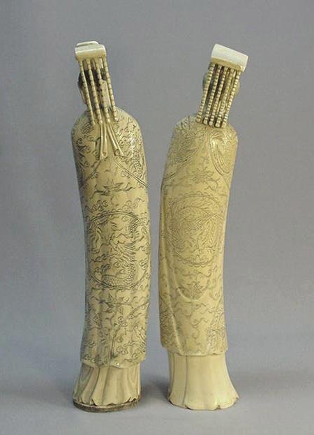 CHINESE IVORY CARVED EMPEROR AND EMPRESS