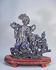 MASSIVE CHINESE CARVED LAPIS FAIRY