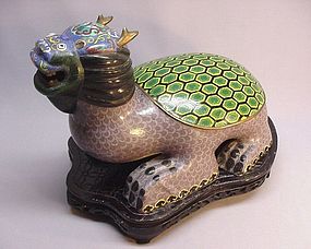 19TH C. CHINESE CLOISONNE STATUE OF A MYTHICAL ANIMAL