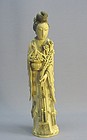 19TH C. CHINESE IVORY CARVING OF A NOBLE LADY