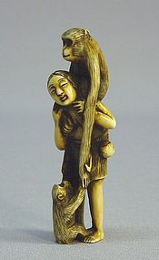LATE 19TH OR EARLY 20TH C. JAPANESE IVORY CARVED NETSUKE